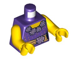 Torso Female Blouse with Gold Sash and Flowers Pattern / Yellow Arms / Yellow Hands, Dark Purple (973pb1069c01 / 4656499 / 6024067)