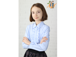 В-19 Блузка притален. с рюшей, модал, дл/рукав 122-152 (голубой)