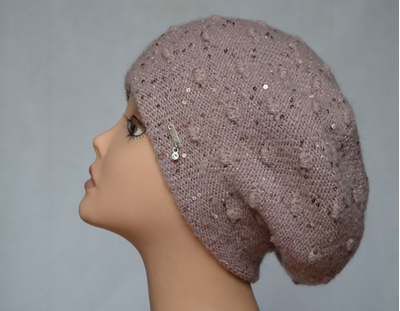 Розовый женский вязаный берет Vizio Италия 4971