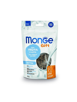 Хрустящие подушечки Monge Gift Kitten для котят, форель 60 гр