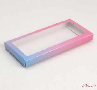 Подарочная коробка под плитку шоколада, &quot;Градиент&quot;, розово-голубой, с окном, 17,1 х 8 х 1,4 см.