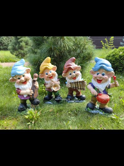 Гном музыкант с дудочками 42*24см  1,8кг   полистоун Россия  2378//091037-3