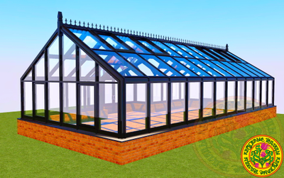 Зимняя английская теплица с холлом АГАТА размером 5500 х 11000 мм