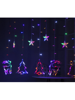 Гирлянда бахрома "Рождество" #A-7 (мульти) 5шт