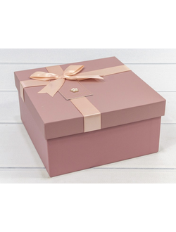 Коробка подарочная с бантом и цветком (лиловая), 19*19*9,5см