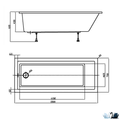 Ванна Azario Emilia 150x70 см AV.0011250, акриловая, прямоугольной формы