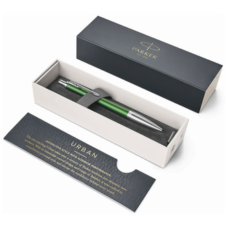Ручка подарочная шариковая PARKER "Urban Premium Green CT", зеленый корпус, хромированные детали, синяя, 1931619