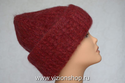 Итальянская шапка с отворотом для женщин красная вязаная фото шапок италии Vizio
