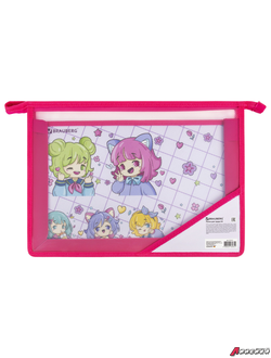 Папка для труда BRAUBERG А4, 2 отделения, пластик, молния сверху, органайзер, «Anime party». 272214