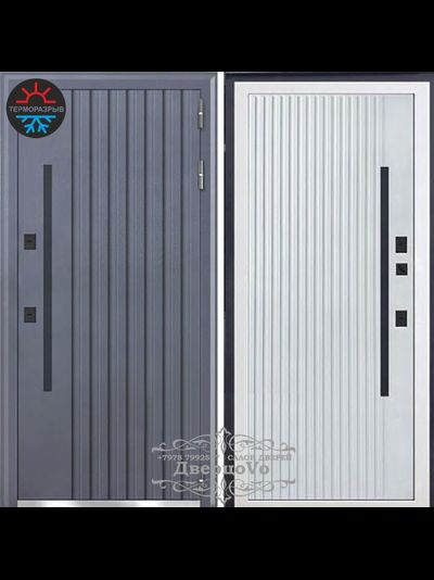 VENMAR (ВЕНМАР). СТАЛЬ 2 мм. ТЕРМО КРОНА ST 120/165 мм. ТЕРМОРАЗРЫВ/ МУАР Ral 7024 (СЕРЫЙ)/ СОФТ БЕЛЫЙ СНЕГ