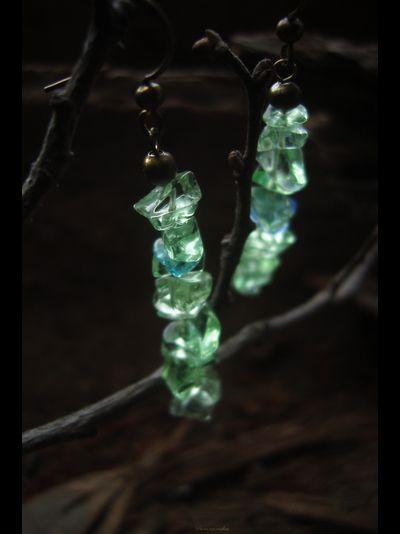 Летние серьги-хрусталики "Брызги лесного озера"