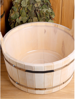Шайка из липы круглая, пластиковая вставка, 15л