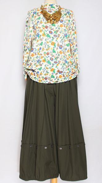 ДЖЕМПЕР ХЛОПОК "СТОЙКА МЕЛКИЕ ЦВЕТЫ" белый до р.52