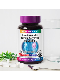 Holidays Premium Quality Calcium Magnesium Zinc Vitamin D 90ea x 1,350mg - Кальций Магний Цинк Витамин D 90шт
