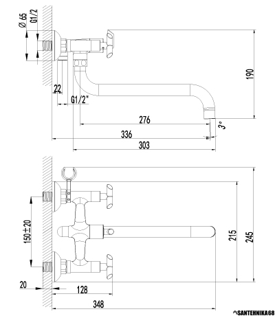 Смеситель универсальный с круглым поворотным изливом 300 мм Lemark PRACTICA LM7551C