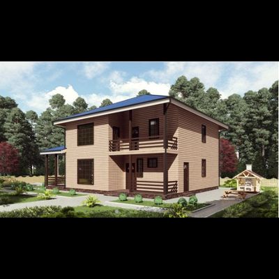 Двухэтажный каркасный дом с пятью спальнями 233м² (SK59)