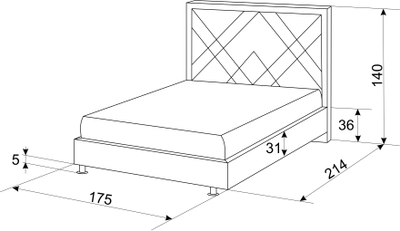 Современная дизайнерская кровать Джевел, мягкое высокое изголовье, геометрическая стежка, фанера, усиленная металлом, с подъемным механизмом и бельевым ящиком