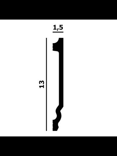 Плинтус напольный Перфект Plus P158, из дюрополимера, влагостойкий, под покраску, 2 метра