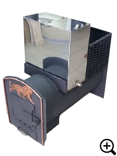 Дровяная банная печь с выносной топкой ТОРПЕДА-1, открытая каменка