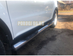 Пороги труба с проступью d76 для SsangYong Actyon 2012-2013