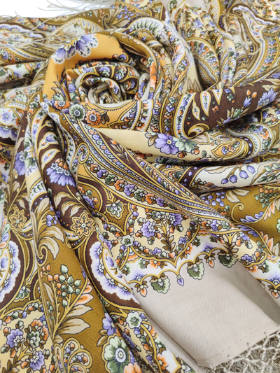 Павловопосадский платок Золотое сердце 2022-16