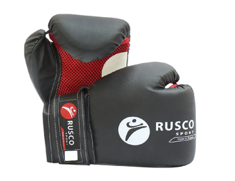 Перчатки бокс. RUSCO SPORT кож.зам. черные, 4/6/8/10 унций