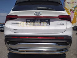 Защита заднего бампера двойная d60/42 для Hyundai Santa fe 2021-2024