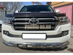 Защита переднего бампера с перемычками ПапаТюнинг для Toyota Land Cruiser 200 2015-