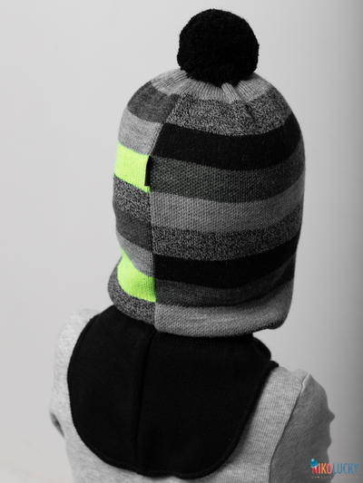 Шапка-шлем 20101-02 с утеплителем, х/б  подклад , черный,серый,салатовый 56-58
