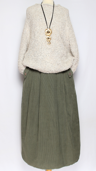 ЮБКА "Вельвет карманы клапаны" хаки до р.54