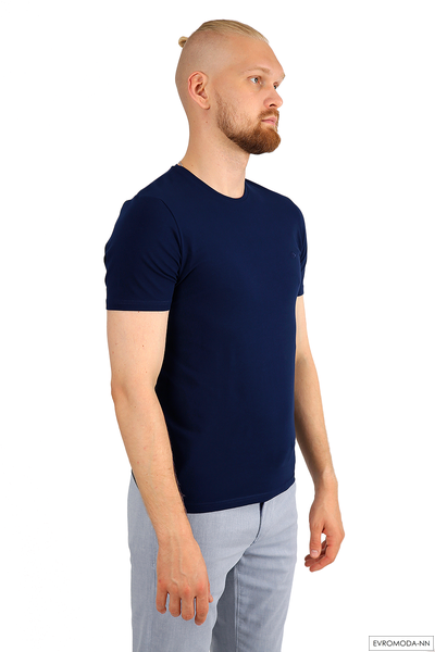 Мужская однотонная темно-синяя футболка, Турция LUXOR. Хорошее качество, круглый ворот