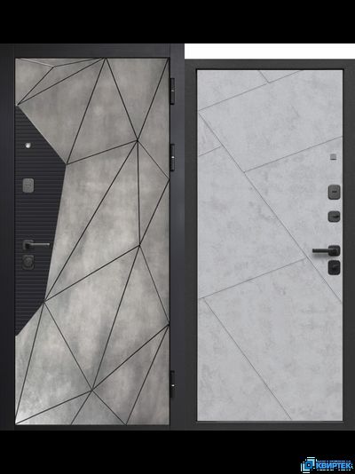 Дверь входная металлическая 9 см Геометрия Бетон снежный купить в Челябинске | КВИРТЕК