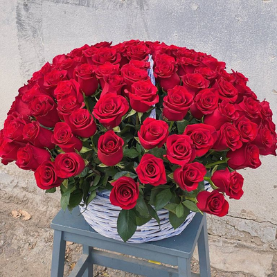 Корзина 101 роза премиум