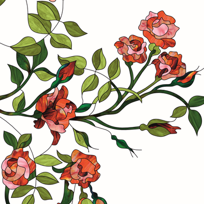 Витражная пленка, витражная пленка самоклеющаяся под заказ,пленочный витраж с красными розами