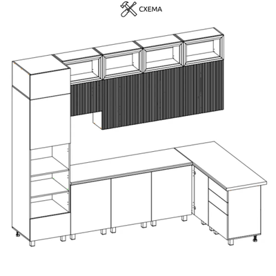 Кухня "МРКГ 203/Рашель" комплект №1 3х1.67 м