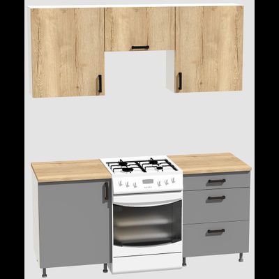 Кухня эконом 1,2 метра (600х600) Цвет: Дуб Вотан/Базальт