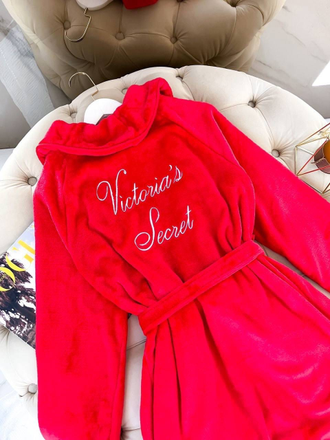 Халат Виктория Сикрет флис цвет красный