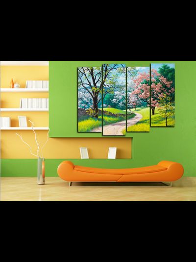Модульная картина "Светлая тропинка. Сакура"