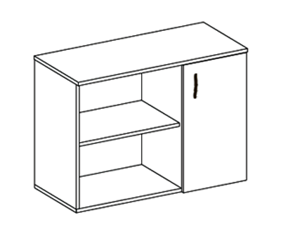 Графический рисунок тумбы "Гермес" с дверцей.