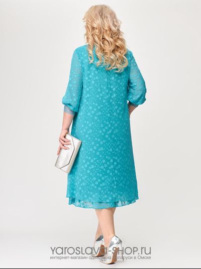 Нарядное шифоновое платье бирюзового цвета