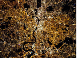 Картина обогреватель, спутниковое фото ночной Лондон