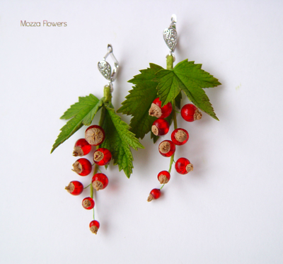 Серьги "Красная смородина".