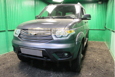 Защита радиатора УАЗ Патриот (рестайлинг 2) 2014-2016 (5 частeй) chrome