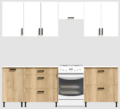 Кухня Эконом 2,1 метра (1300х800) Цвет: Белый/Дуб Вотан