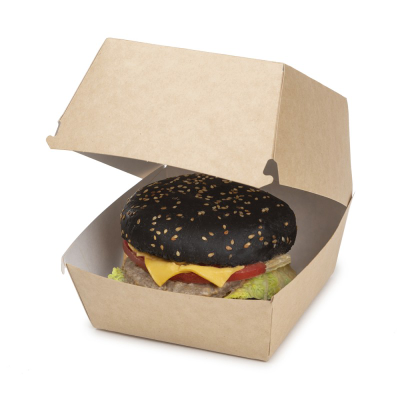 Коробка для бургера M (крафт/белая), 115*115*60мм
