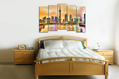 Модульная картина "Вечерний Шанхай"