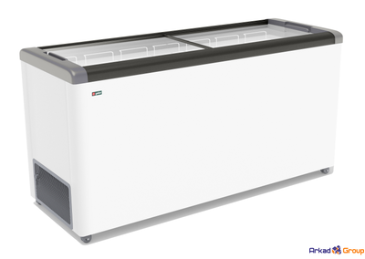 Ларь морозильный GELLAR FG 600 С прямое стекло серый