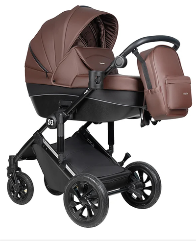 Детская коляска 3 в 1 Farfello Molly Trio Шоколадный (Экокожа)