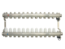 Коллекторная группа ONDO для радиаторной разводки (12 контуров) в сборе с термостатическими и запорными клапанам