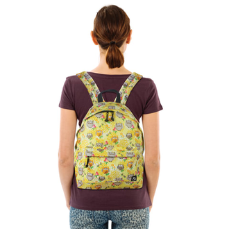 Рюкзак BRAUBERG универсальный, сити-формат, желтый, "Совушки в цветах", 20 литров, 41х32х14 см, 226405